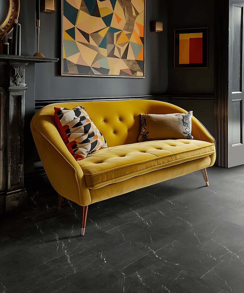Brampton Chase LVT   CF24 Stones Marble Carrera Black 12x18